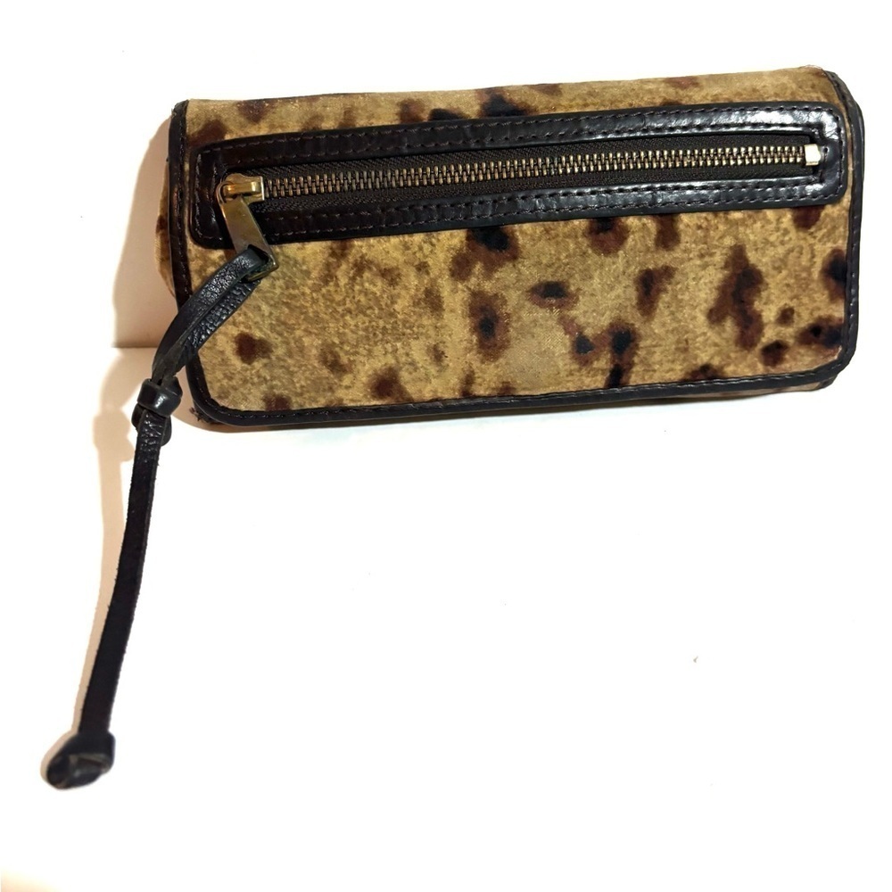 Vintage Leopard Print Tan Clutch wallet